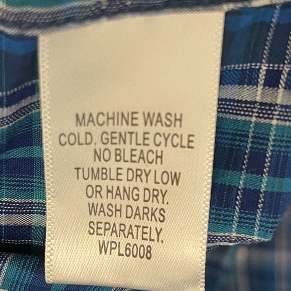 Panhandle Rough Stock Pearl Snap‎ Mens XXL Shirt Blue Plaid Long Sleeve Western - Picture 4 of 8